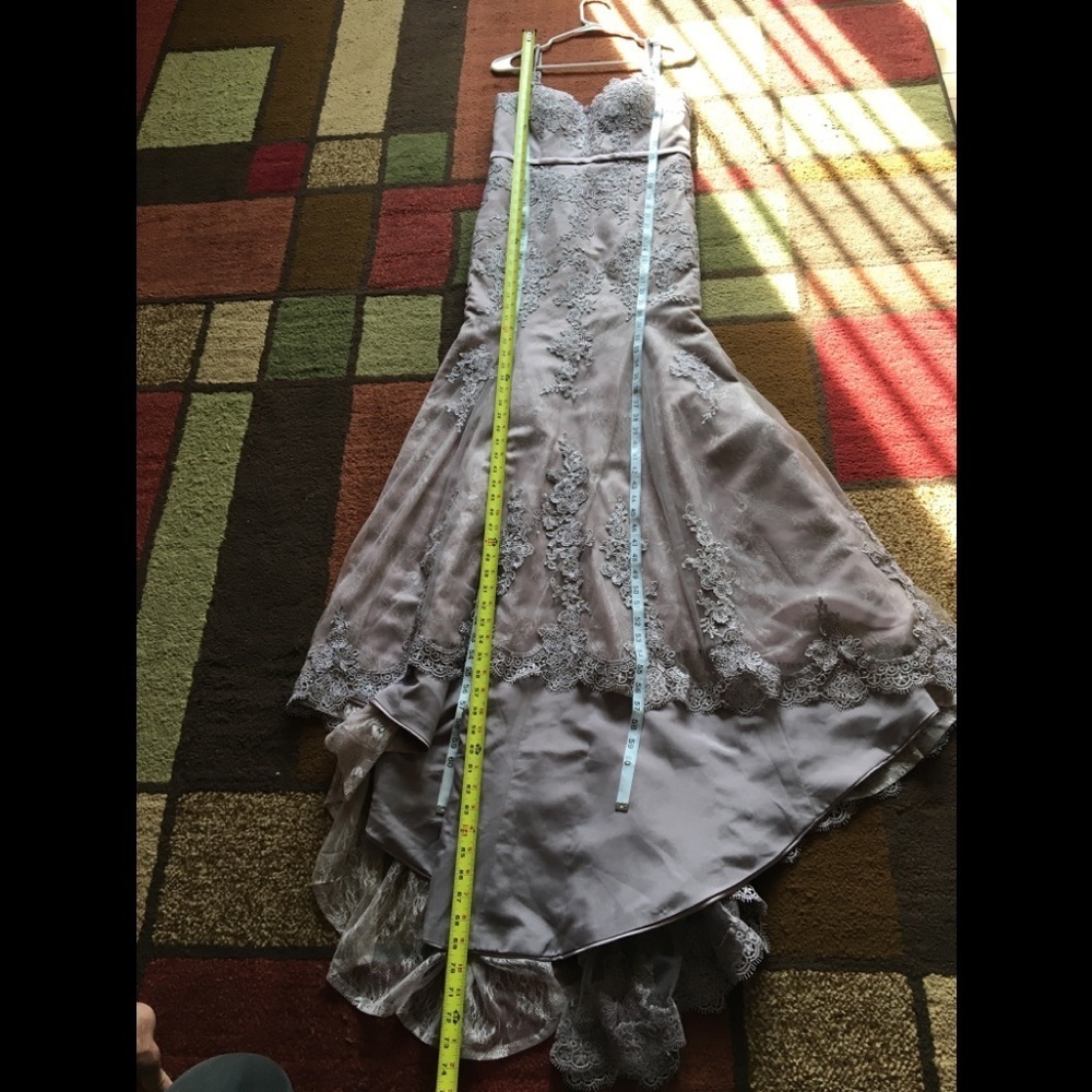 Hebeos Sheath Spaghetti Lace Tulle Prom Gown - Picture 16 of 16